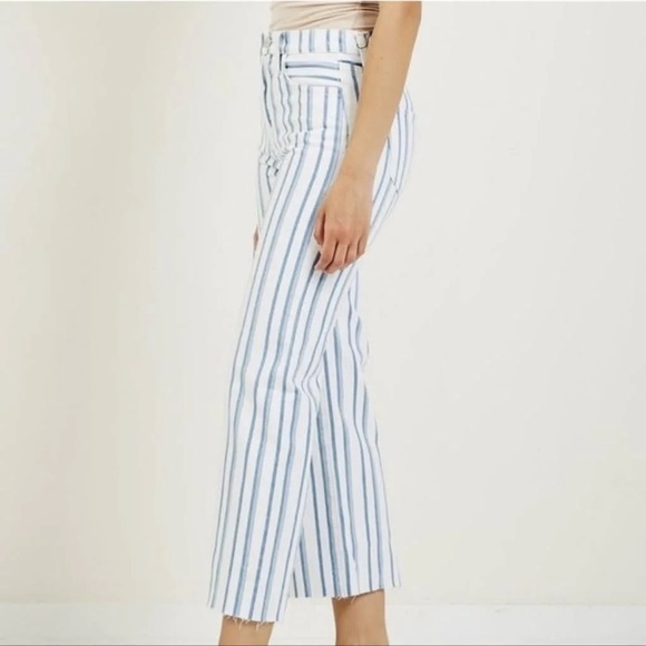 Joe’s Jeans the Blake high rise wide leg crop jeans in white and blue stripe 32 - Picture 1 of 11